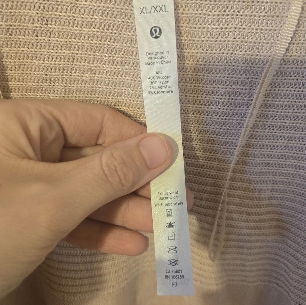 Lululemon Cashmere Blend Waterfall Wrap Cardigan Beige XL/XXL Oversized Open